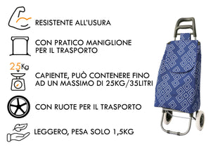 Carrello Spesa Con Ruote Trolley Portaspesa Con Manico Giuditta - Carrello - Blu