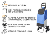 Carrello Spesa Con Ruote Trolley Portaspesa Con Manico Romeo - Carrello - Blu