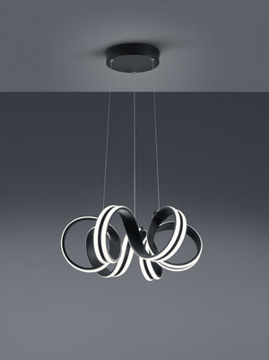 CARRERA SOSPENSIONE LED METALLO NERO TIRANTI REGOLABILI CON VARIAZIONE INTENSITA' CON INTERRUTTORE A PARETE D. 55CM