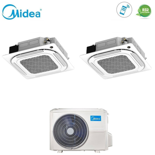 Condizionatore Dual Split a Cassetta Midea 12+12 con M2OE-18HFN8-Q R-32 Wi-Fi Optional con Telecomando e Griglia