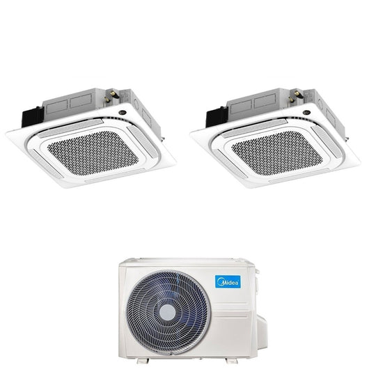Condizionatore Dual Split a Cassetta Midea 12+12 con M2OE-18HFN8-Q R-32 Wi-Fi Optional con Telecomando e Griglia