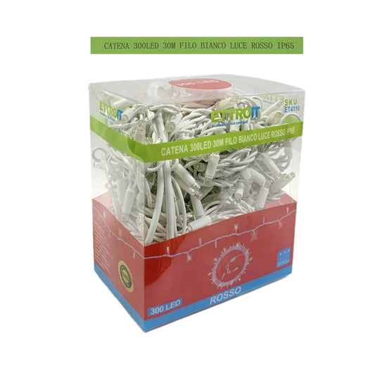 Luci Natale Catena 300 LED 30 M Metri Filo Bianco Luce Rossa Flash Bianco Esterna  IP65