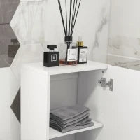 kleankin Mobile Colonna Bagno, Arredo Bagno Design Contemporaneo 2 Ripiani Ripiani Regolabili 35 x 25 x 120 cm Bianco Laccato