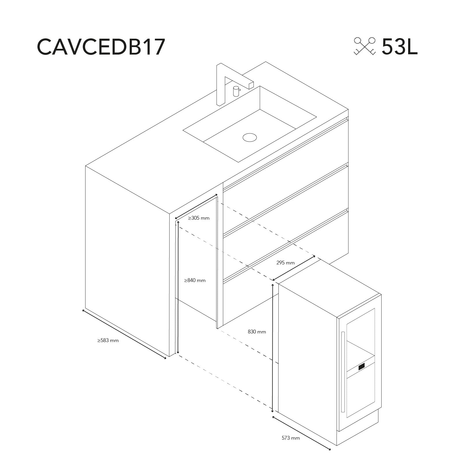 Cantinetta per vino Les Petits Champs CAVCEDB17 da 17 bottiglie ad incasso dual zone