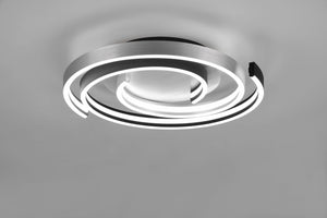 CAYA PLAFONIERA LED 58W 6800lm, 2300+3000+4000K SPIRALE METALLO ALLUMINIO E NERO DIMMERABILE CON INTERRUTTORE D. 50CM