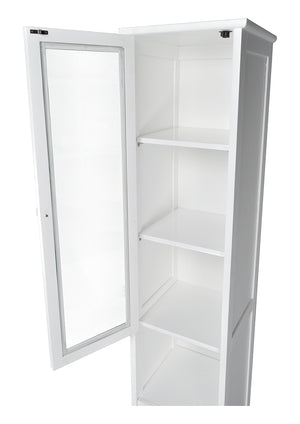 Mobile bagno a colonna in legno laccato bianco, vetrinetta mod.Vittoria CB02B