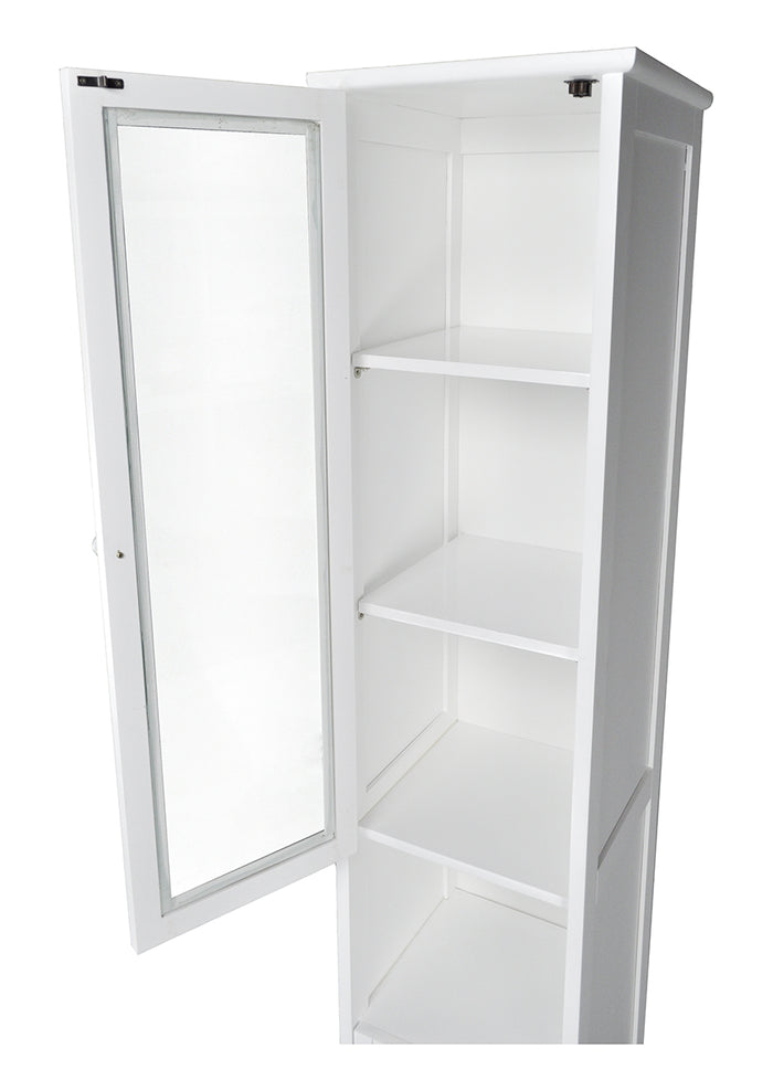 Mobile bagno a colonna in legno laccato bianco, vetrinetta mod.Vittoria CB02B