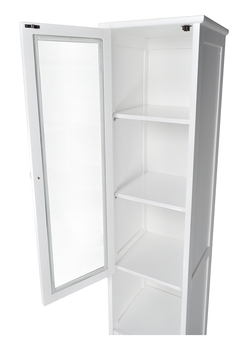 Mobile bagno a colonna in legno laccato bianco, vetrinetta mod.Vittoria CB02B