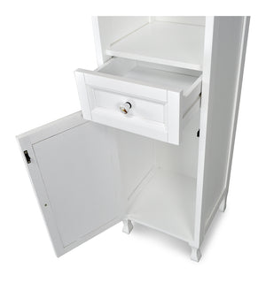 Mobile bagno a colonna in legno laccato bianco, vetrinetta mod.Vittoria CB02B