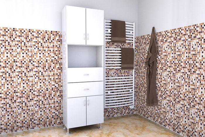 Mobile arredo bagno a 4 ante e 2 cassetti, Armadio mod. Oscar CB032B