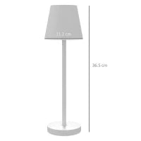 Lampada da Tavolo Portatile in Acrilico e Metallo da 3600mAh con Cavo di Ricarica, Ø11.2x36.5 cm, Bianco