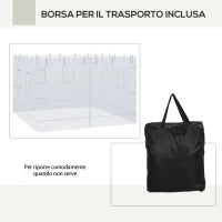Parete per Gazebo 3x3 in Nylon, Set 3 Pezzi Zanzariera con 6 Finestre e Porta con Cerniera, 300Lx195 cm