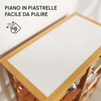 Carrello da Cucina Multiuso in Legno di Pino 74 x 37 x 76cm Marrone Chiaro