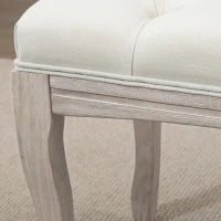 Panca Fondoletto Vintage con Seduta Imbottita in Tessuto e Gambe in Legno, 110x40x48cm, Beige