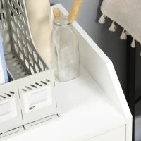 Cassettiera da Ufficio in Legno con 4 Cassetti, Ruote e Bordi Rialzati, 40x36x65cm, Bianco