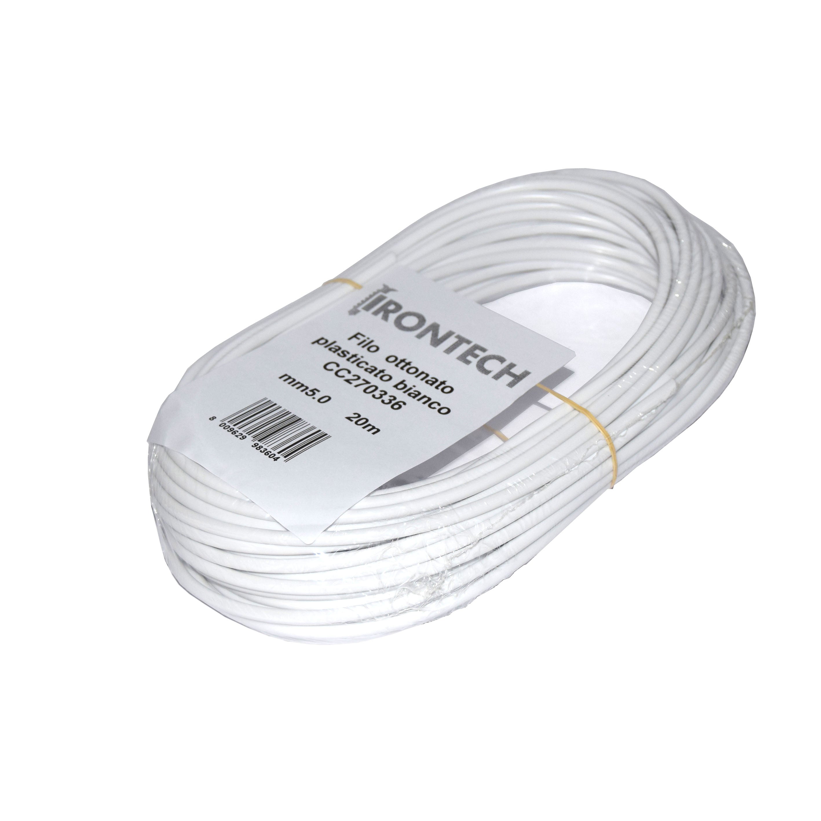 Cavo stendibiancheria in ottone plastificato bianco Ã˜ 5 x 20 mt.
