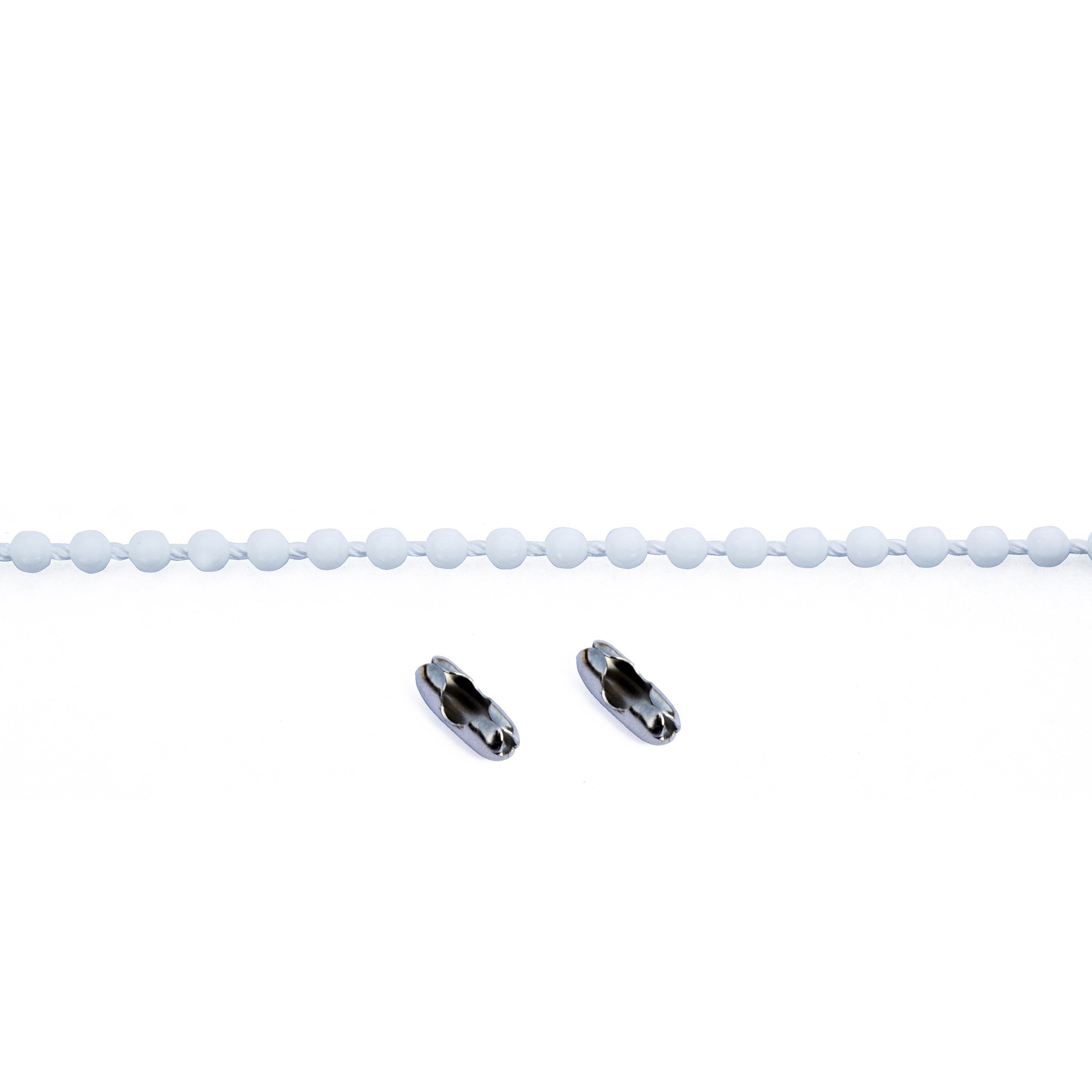 Catena a pallini bianca 5 mt. + 2 chiusure a bastoncino