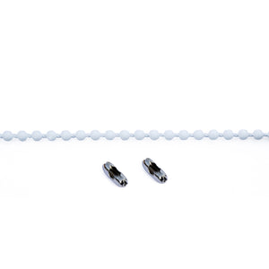 Catena a pallini bianca 5 mt. + 2 chiusure a bastoncino