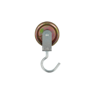 Carrucola ad 1 gola in acciaio con gancio girevole Ã˜ 50 mm.