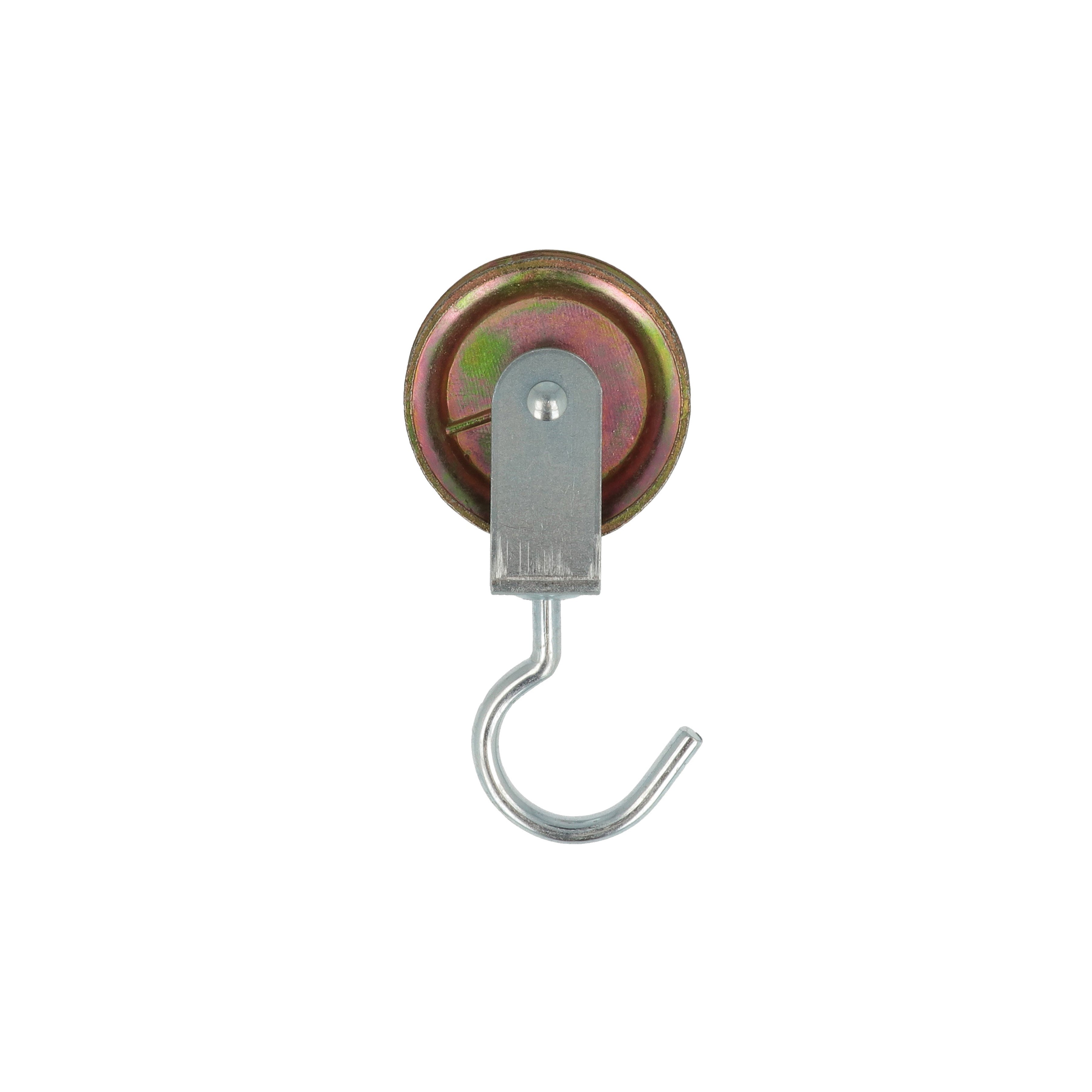 Carrucola ad 1 gola in acciaio con gancio girevole Ã˜ 50 mm.