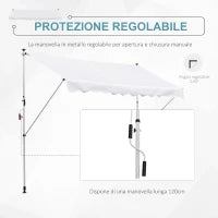 Tenda da Sole a Bracci 3x1.5m con Manovella e Struttura Telescopica, Bianco