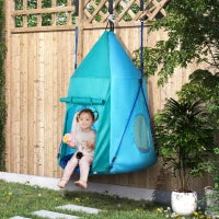 Altalena da Giardino con Tenda per Bambini da 3-8 Anni, Ø100cm e Corde Regolabili, Blu