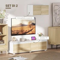 Set 2 Pezzi in Truciolato, Mobile TV max 70" 160x39x43 cm e Mobile Multiuso a Parete 80x35x40 cm