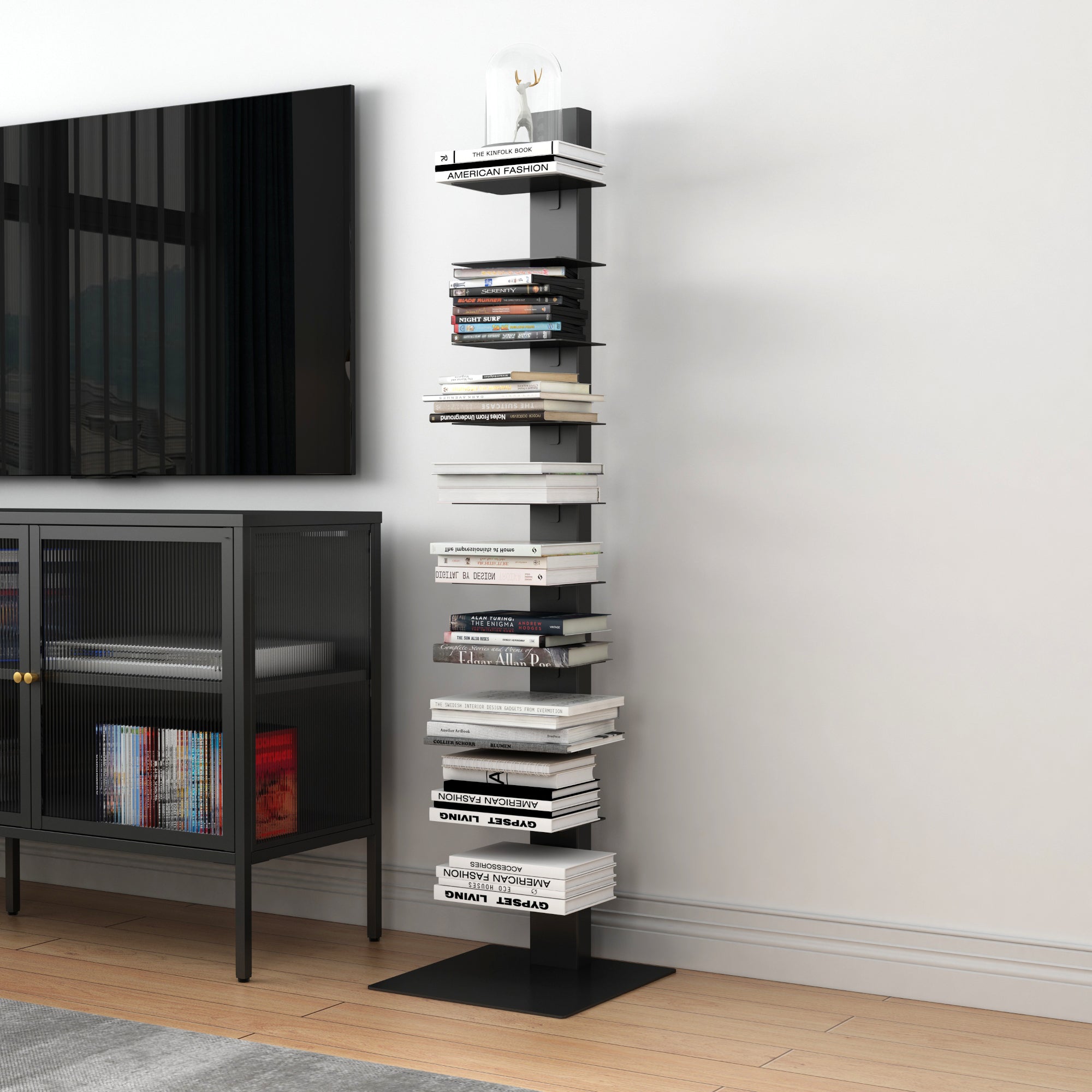 Libreria a Schienale Eksjö Scaffale a 10 Ripiani 150 x 39 x 39 cm Acciaio Nero [en.casa]