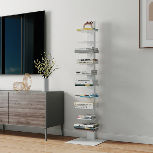 Libreria a Schienale Eksjö Scaffale a 10 Ripiani 150 x 39 x 39 cm Acciaio - Bianco [en.casa]