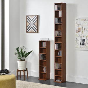 Scaffale a Colonna Tynset con 12 Scomparti per CD DVD 175x20x20 cm Effetto Noce [en.casa]