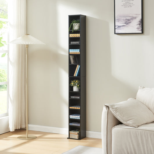 Scaffale a Colonna Tynset con 12 Scomparti per CD DVD 175x20x20 cm Nero [en.casa]