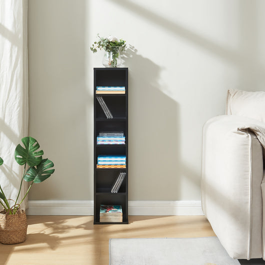 Scaffale a Colonna Tynset con 6 Scomparti per CD DVD 90x20x20 cm Nero [en.casa]