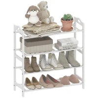 Scaffalatura per Scarpe in Bambù per 12 Paia di Scarpe per Ingresso Corridoio Camera da Letto 67,5x24,7x72 cm Bianco