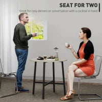 Tavolo da Pranzo Rotondo e Industriale per 2 Persone, in Legno e Acciaio, Ø80x75 cm, Nero e color Legno