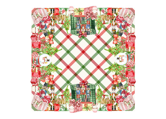 Tovaglia Natale Digitale Centrotavola Natalizio 100% Cotone Doni Schiaccianoci SV - 90x90 - Doni