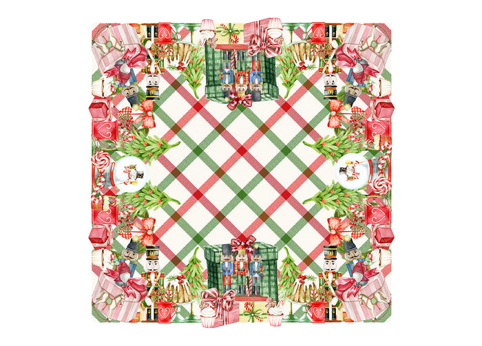 Tovaglia Natale Digitale Centrotavola Natalizio 100% Cotone Doni Schiaccianoci SV - 90x90 - Doni