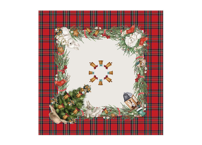 Tovaglia Natale Digitale Centrotavola Runner Natalizio 100% Cotone Bunny SV - 90x90 - Bunny