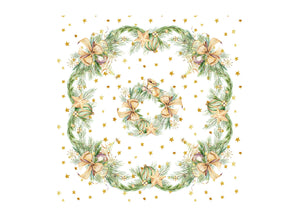 Tovaglia Natale Digitale Centrotavola Natalizio 100% Cotone Campane Dorate SV - 90x90 - Campane