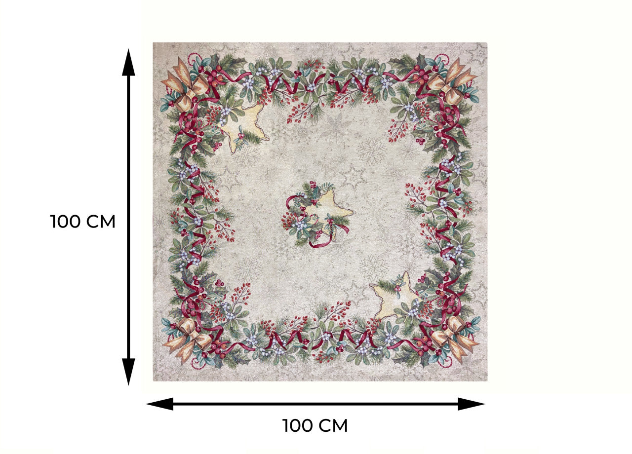Tovaglia Natale Centrino Runner Centrotavola Natalizio Gobelin Silver Stella 1310 - 100x100 - Silver Stella