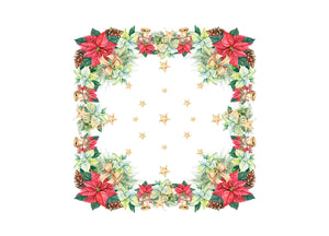 Tovaglia Natale Digitale Centrotavola Natalizio 100% Cotone Stella Di Natale SV - 90x90 - Stella Natale