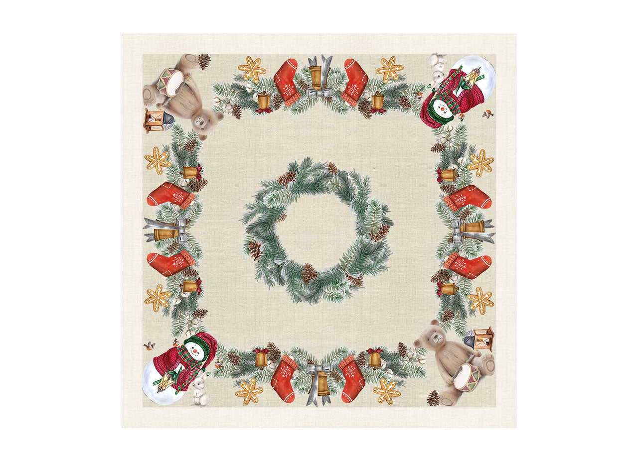 Tovaglia Natale Digitale Centrotavola Natalizio 100% Cotone Strenne Xmas SV - 90x90 - Strenne