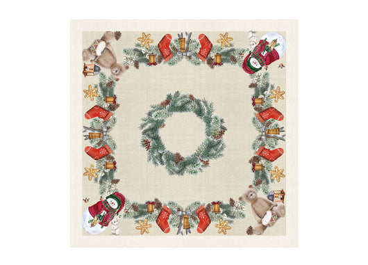 Tovaglia Natale Digitale Centrotavola Natalizio 100% Cotone Strenne Xmas SV - 90x90 - Strenne