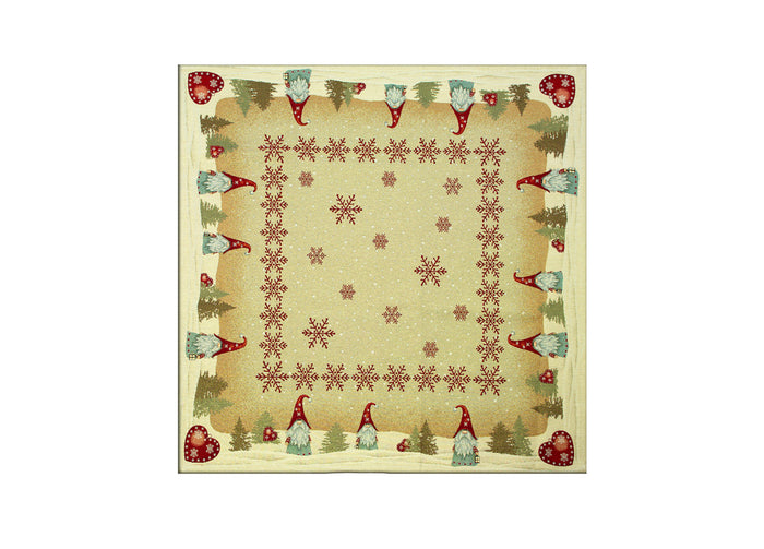 Tovaglia Natale Centrino Runner Tavolo Centrotavola Natalizio Gnomo Cuore 1063 - 100x100 - Gnomo Cuore