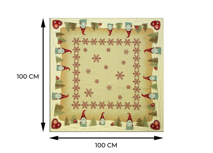 Tovaglia Natale Centrino Runner Tavolo Centrotavola Natalizio Gnomo Cuore 1063 - 100x100 - Gnomo Cuore