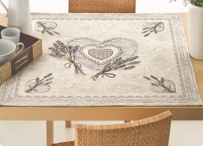 Tovaglia Copritavolo Centrino Runner Tavola Fantasia Floreale Lavanda Made Italy - 90x90 - Lavanda