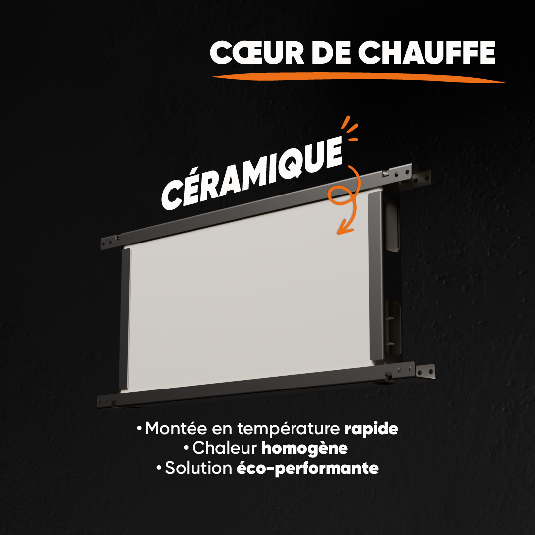 Radiatore elettrico fisso ad inerzia ceramica a secco 1000W ALBA orizzontale bianco