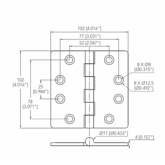 CERNIERA INOX MM 102x102