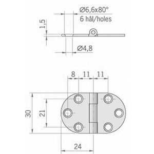 CERNIERA INOX MM.47X30 ROVESCIATA
