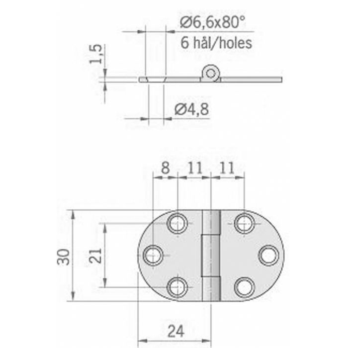 CERNIERA INOX MM.47X30 ROVESCIATA