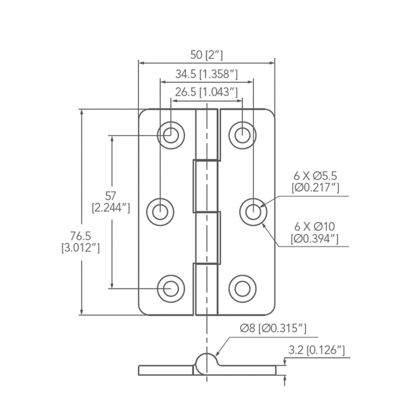 CERNIERA INOX MM 50x76,5